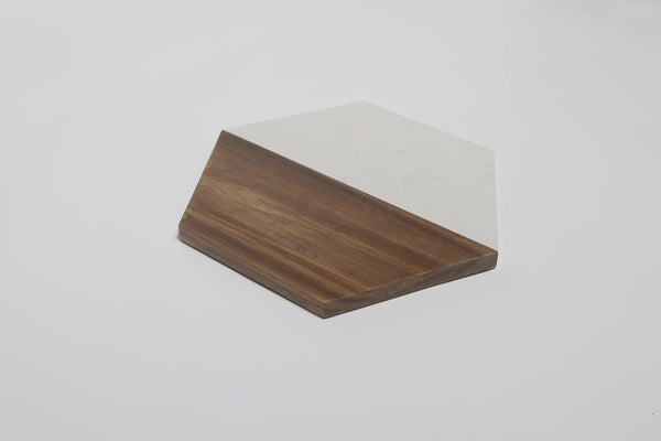 Marble and Acacia Wood Hexagonal Serving or Cheese Board