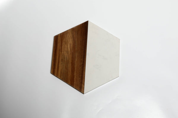 Marble and Acacia Wood Hexagonal Serving or Cheese Board