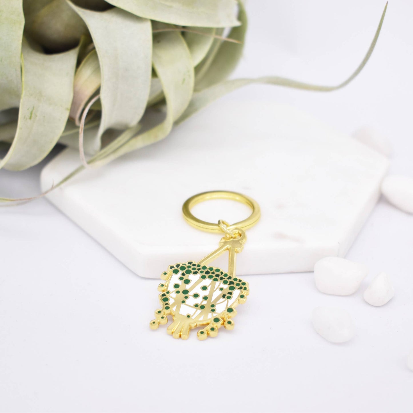 String of Pearls Enamel Keychain for the green thumb