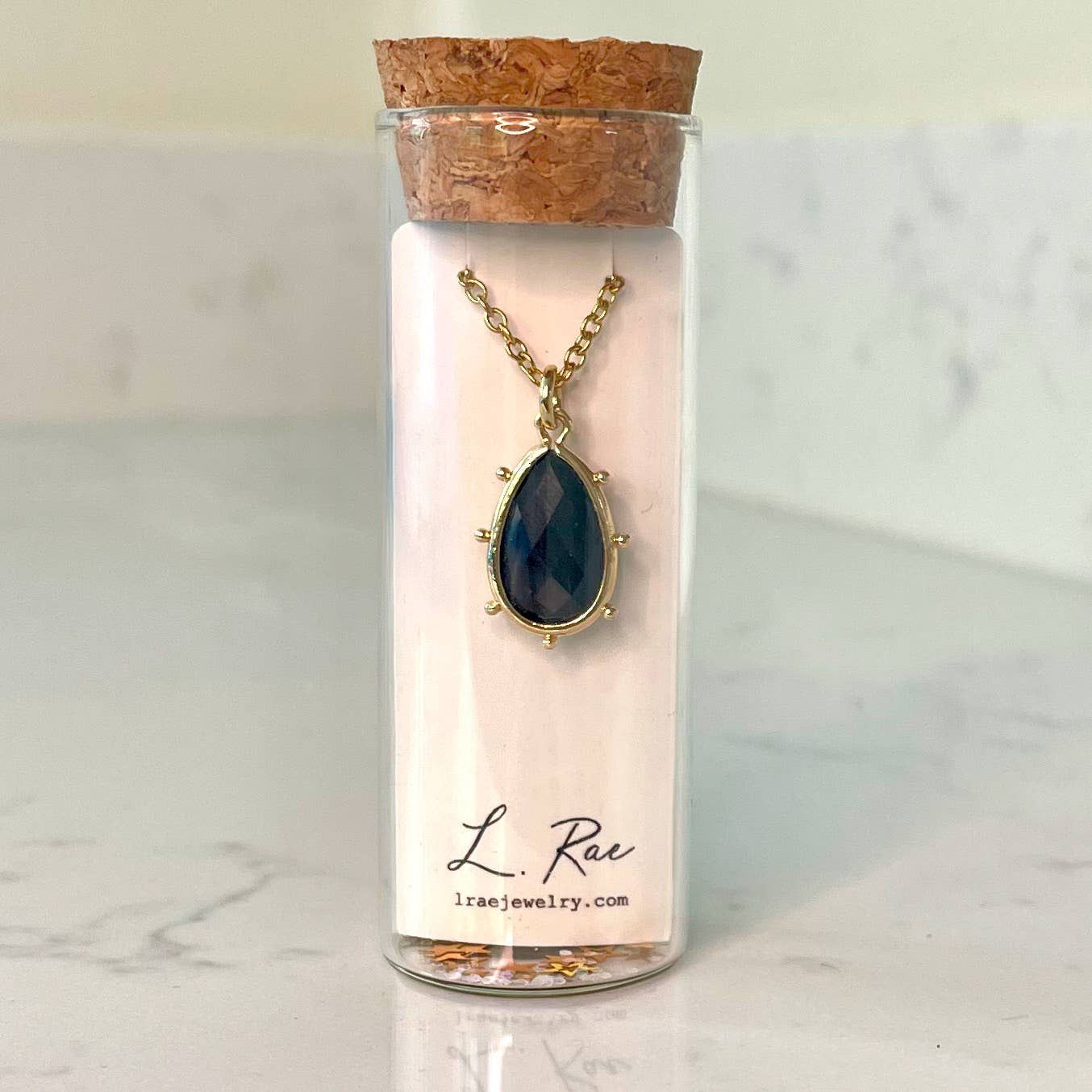 Gemstone Dot Gold Necklace Charm
