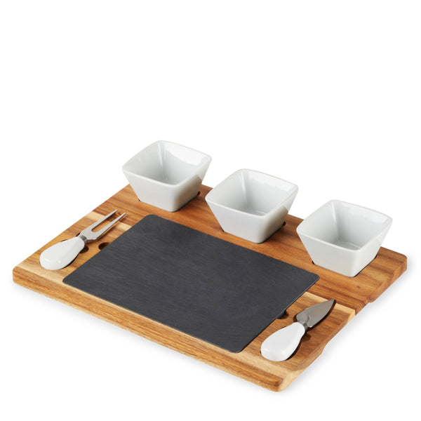 Acacia & Slate Cheese Board Set w/Ceramic Bowls