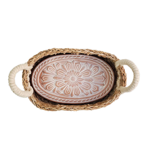 Handmade Bread Warmer & Wicker Basket - Flower