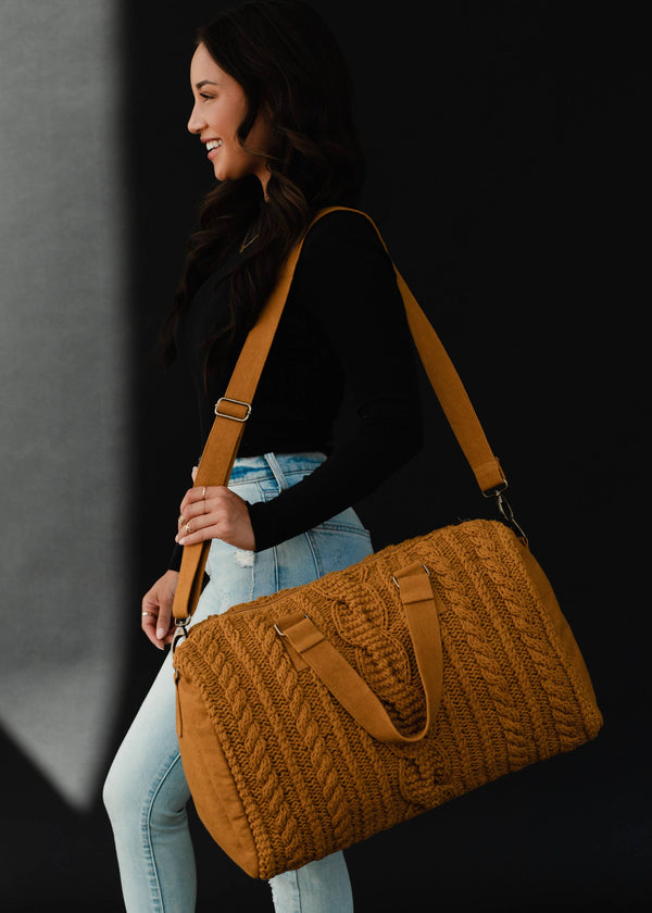 Mustard Cable Knit Duffel