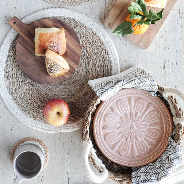 Handmade Bread Warmer & Wicker Basket - Vintage flower