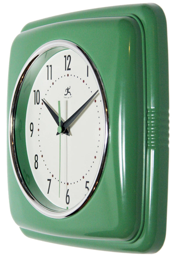 Retro Square Wall Clock Green