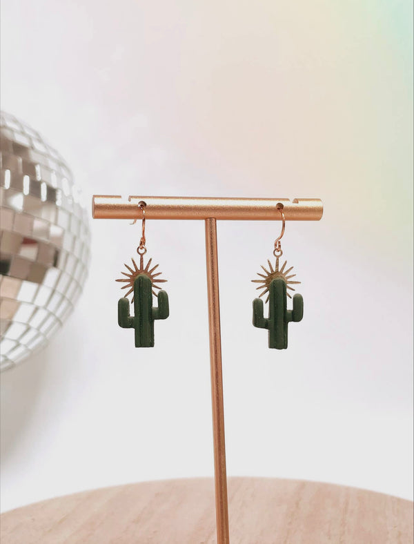 Sahara Sunrise Cactus Hook Earrings