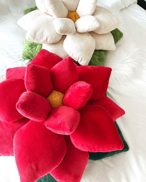 Poinsettia Pillow - Marshmallow White