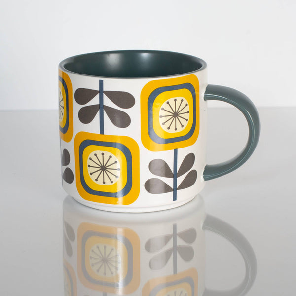 Mid Century Modern Sunflower Matte Coffee Mug