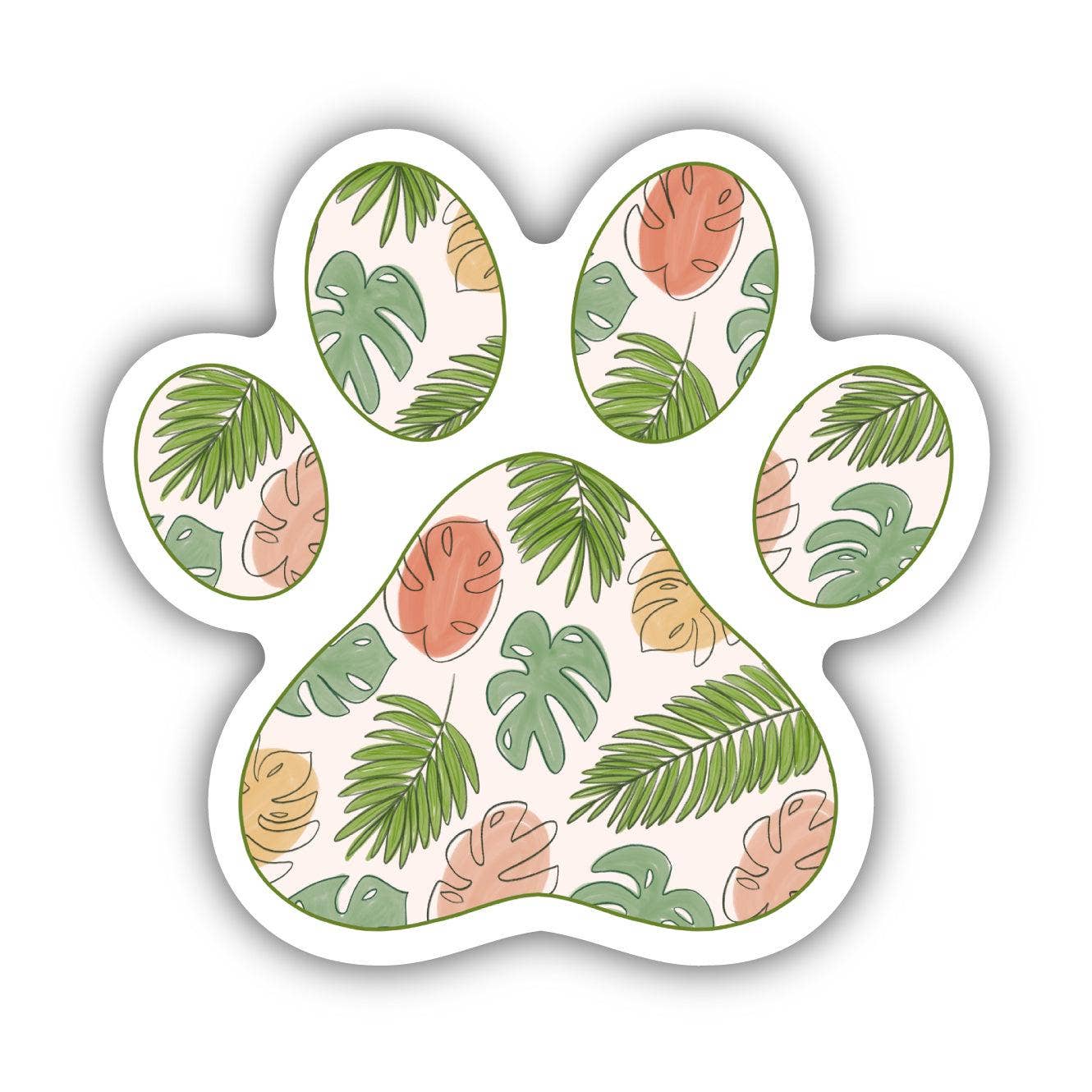 Multicolor Plant Paw Print Sticker