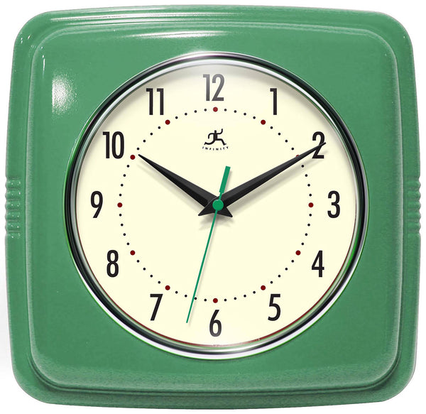 Retro Square Wall Clock Green