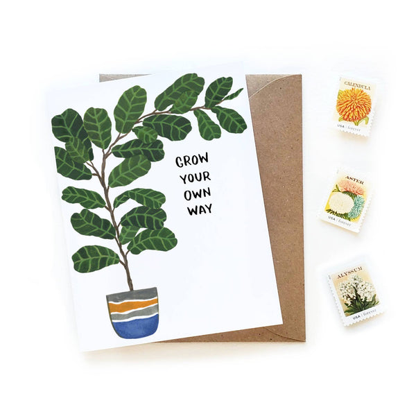 Grow Your Own Way Cards - Watercolor Fiddle Leaf Fig